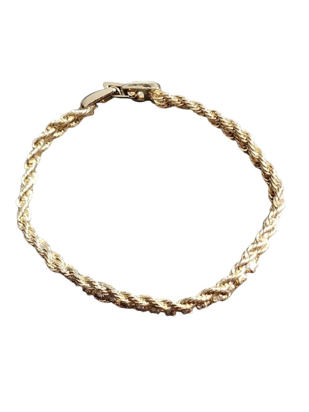 Goldtone Twisted Rope Rhinestone Bracelet - Picture 5 of 8